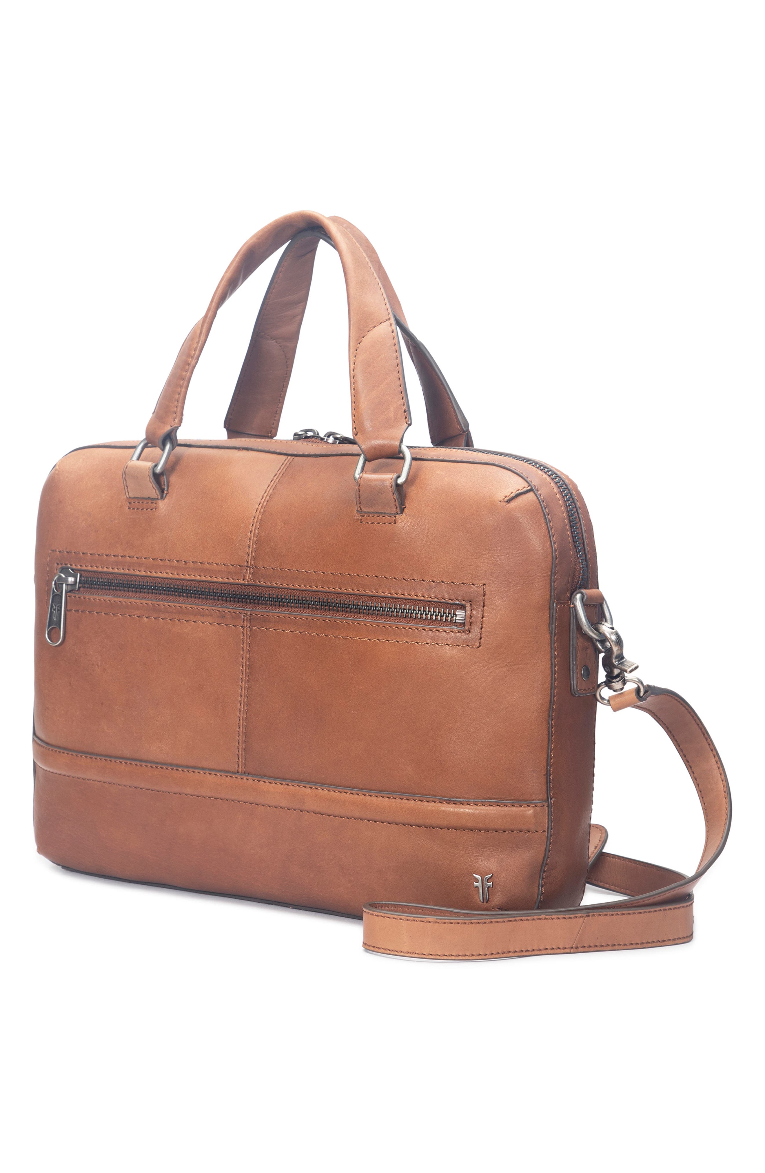 Frye Nash Leather Briefcase, Alternate, color, Cognac