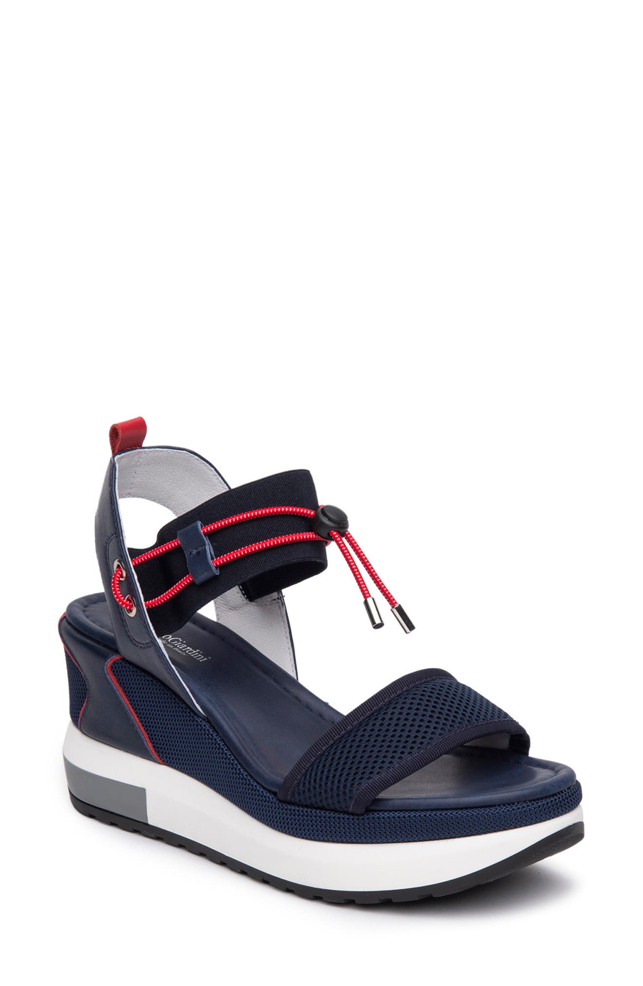 Bungee Platform Wedge Sandal, Main, color, BLUE