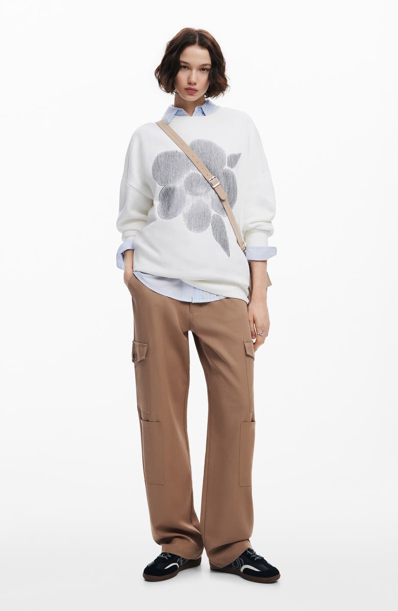 Desigual Flores Embroidered Graphic Sweatshirt, Alternate, color, 