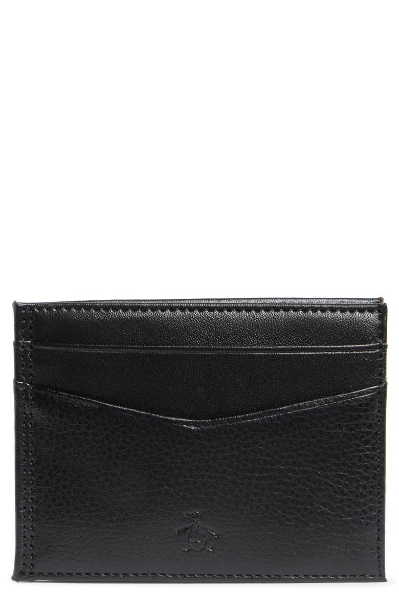 Original Penguin Embossed Logo Card Case, Main, color, Black