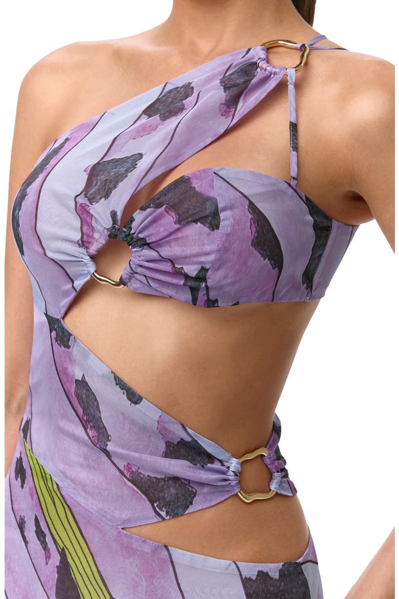 Print Sheer Chiffon Cutout Maxi Dress, Alternate, color, LETHAL BOTANICAL