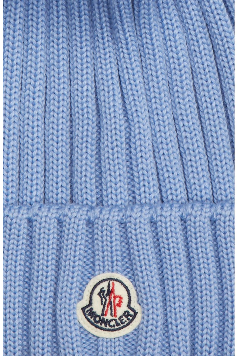 Genuine Fox Fur Pom Wool Beanie, Alternate, color, BLUE