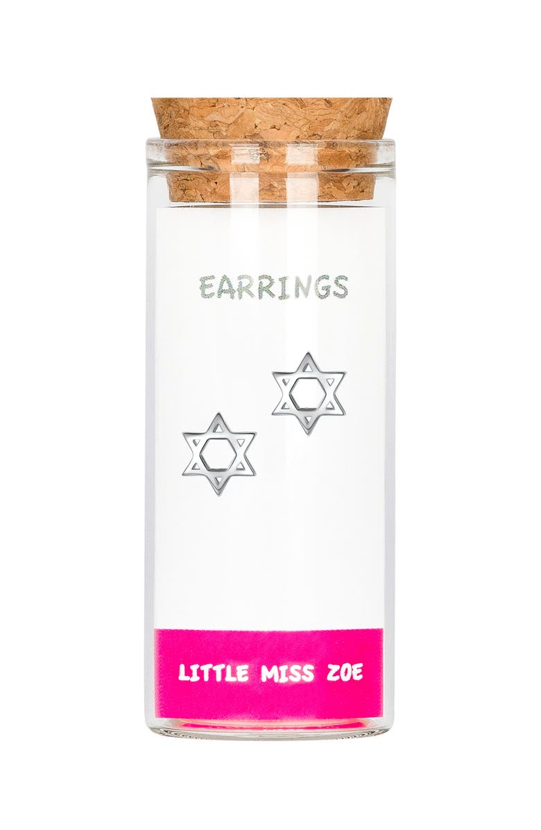 Little Miss Zoe Star Of David Stud Earrings, Main, color, Silver