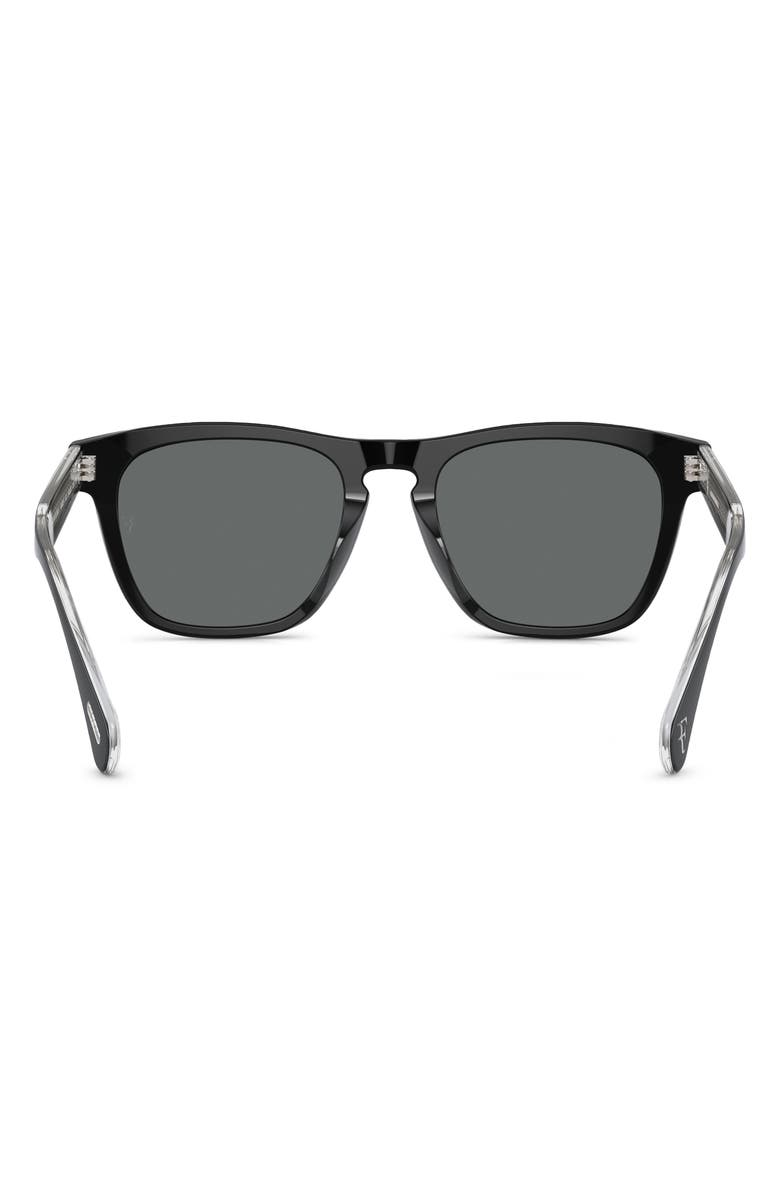 Oliver Peoples R-3 54mm Polarized Round Sunglasses, Alternate, color, Black