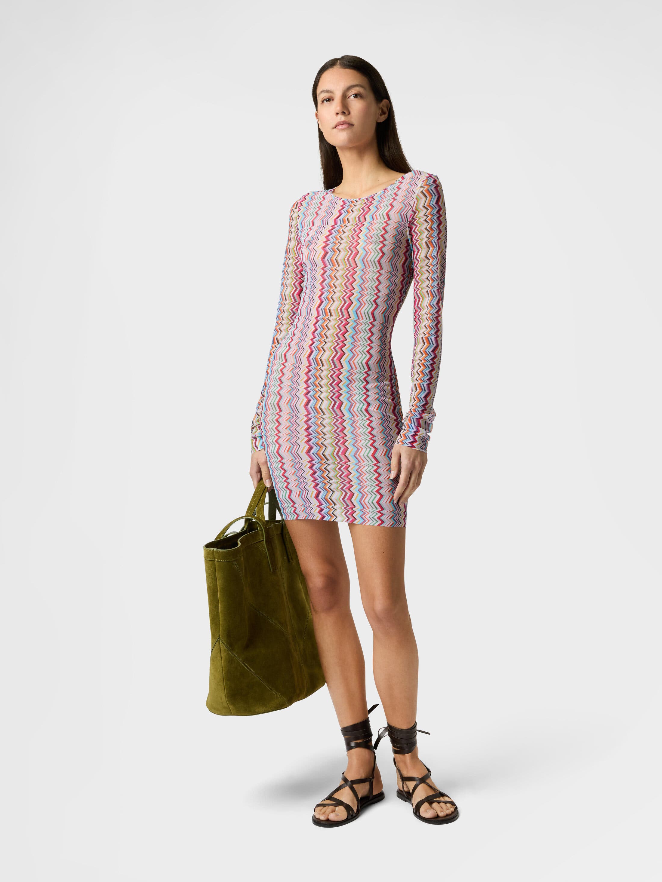 Long-sleeve Zigzag Printed Tulle T-shirt - image 2