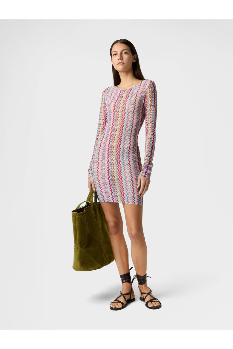 Midi Dress In Zig Zag Printed Tulle, Alternate, color, Multicoloured