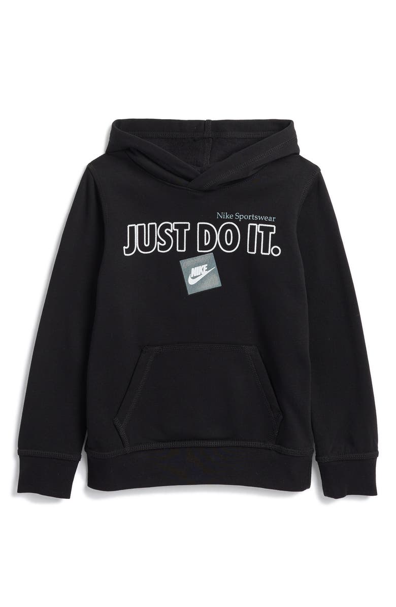 Nike Kids' Just Do It Pullover Hoodie, Main, color, Black