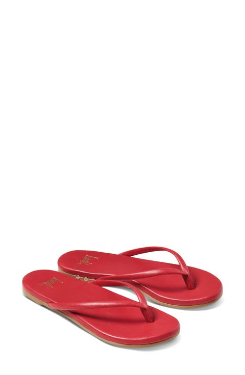 シューズ・サンダルその他 Top Red Unisex Flip-Flops LEATHER FLIP FLOPS - RED | COS