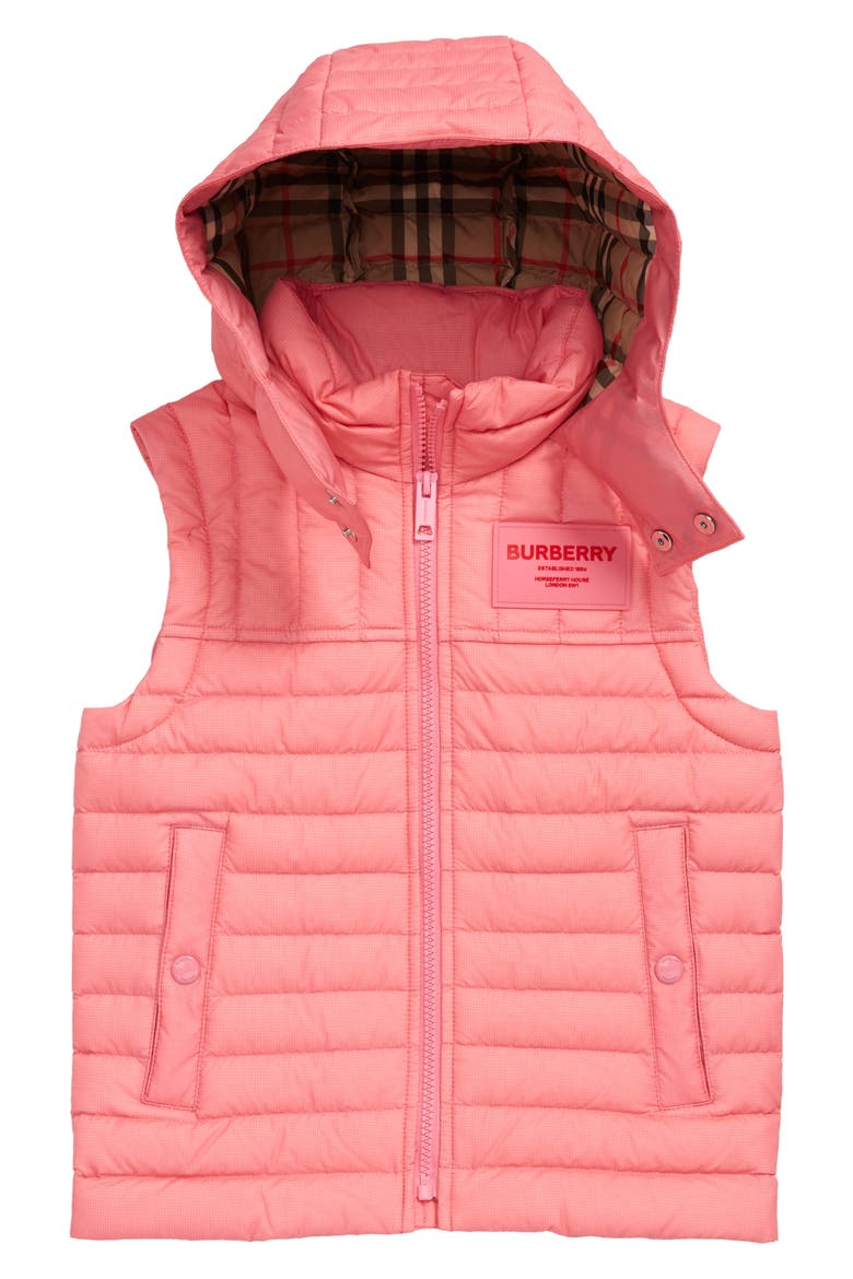 Kids' Carey Hooded Quilted Vest, Main, color, BUBBLEGUM PINK