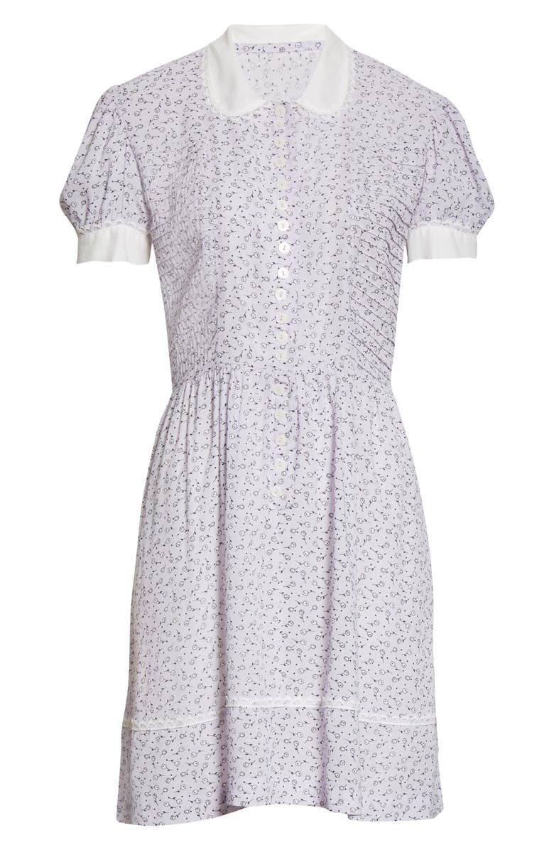 Anna Sui Dandelion Print Button Front Babydoll Dress, Alternate, color, 