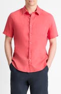 Vince Classic Fit Short Sleeve Linen Shirt