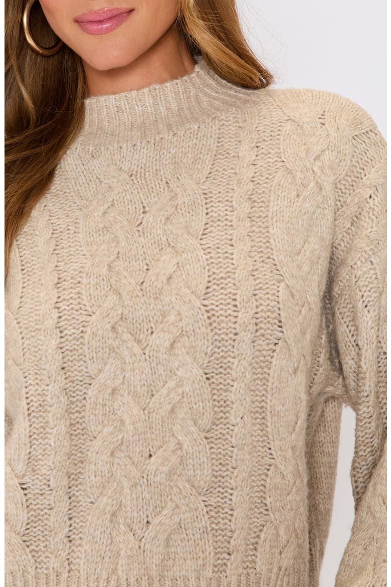 Dreamer Cable Stitch Mock Neck Sweater, Alternate, color, TAUPE