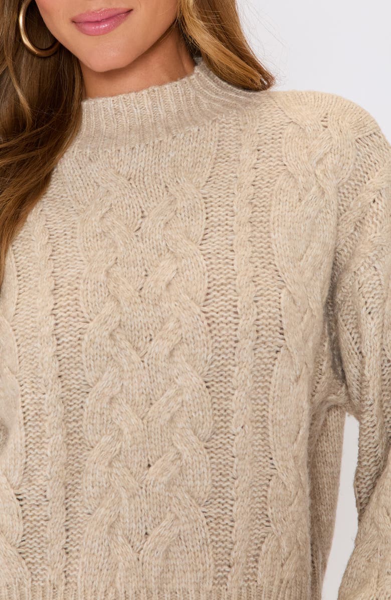 VICI Collection Dreamer Cable Stitch Mock Neck Sweater, Alternate, color, Taupe