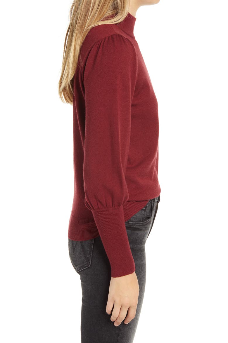 Juliet Sleeve Pullover Sweater, Alternate, color, CABERNET