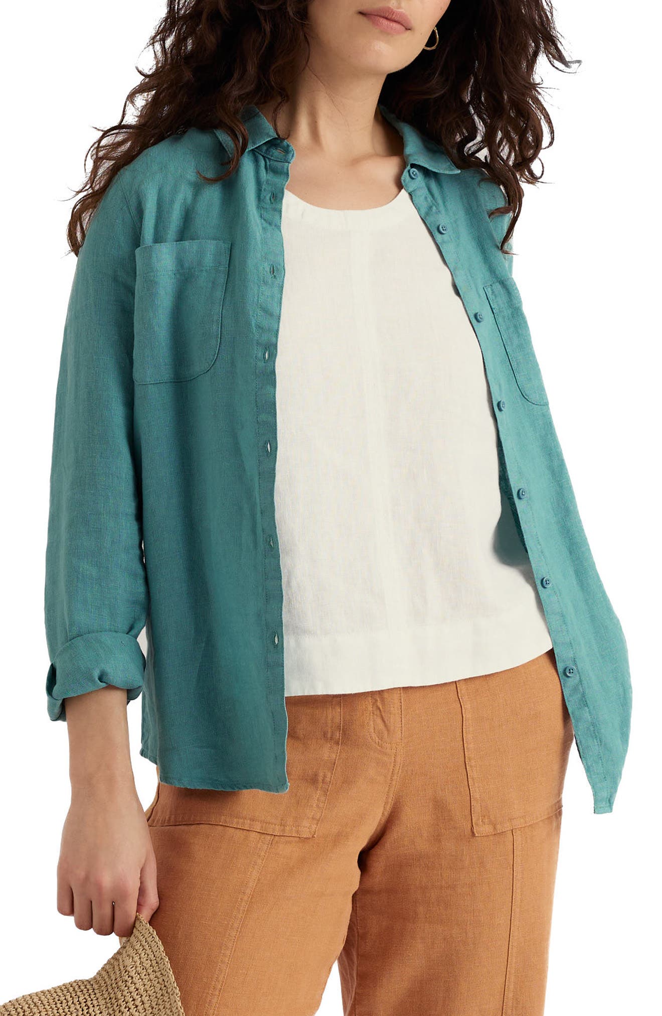 Hazel Branch Linen Button-Up Shirt
