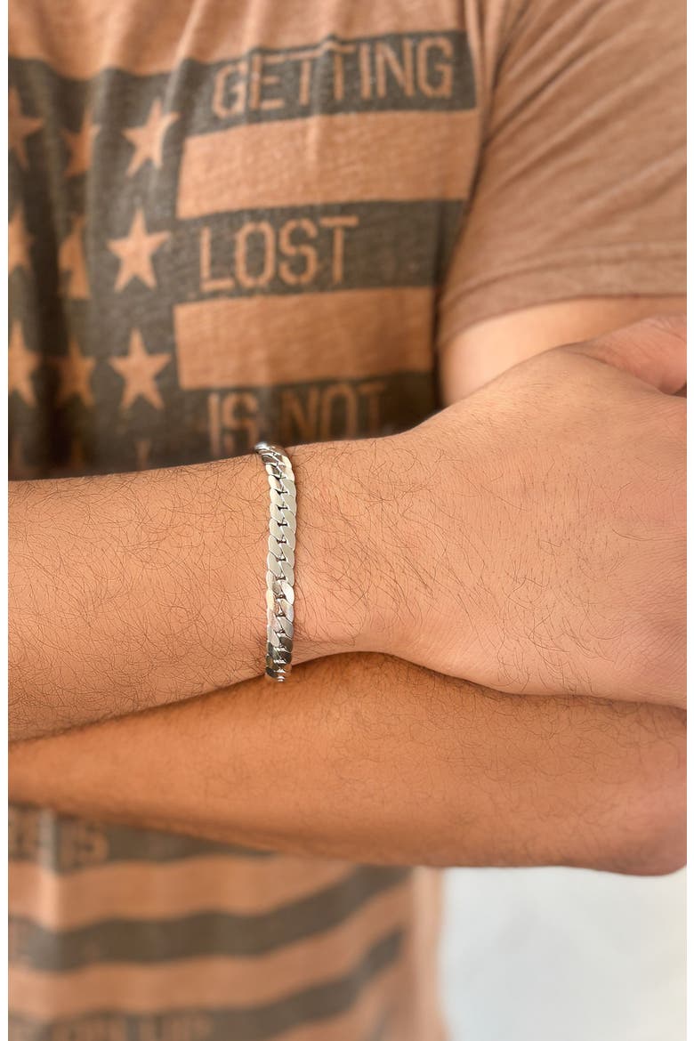 Men's Tarnish Resistant Foxtail Chain Bracelet, Alternate, color, SILVER