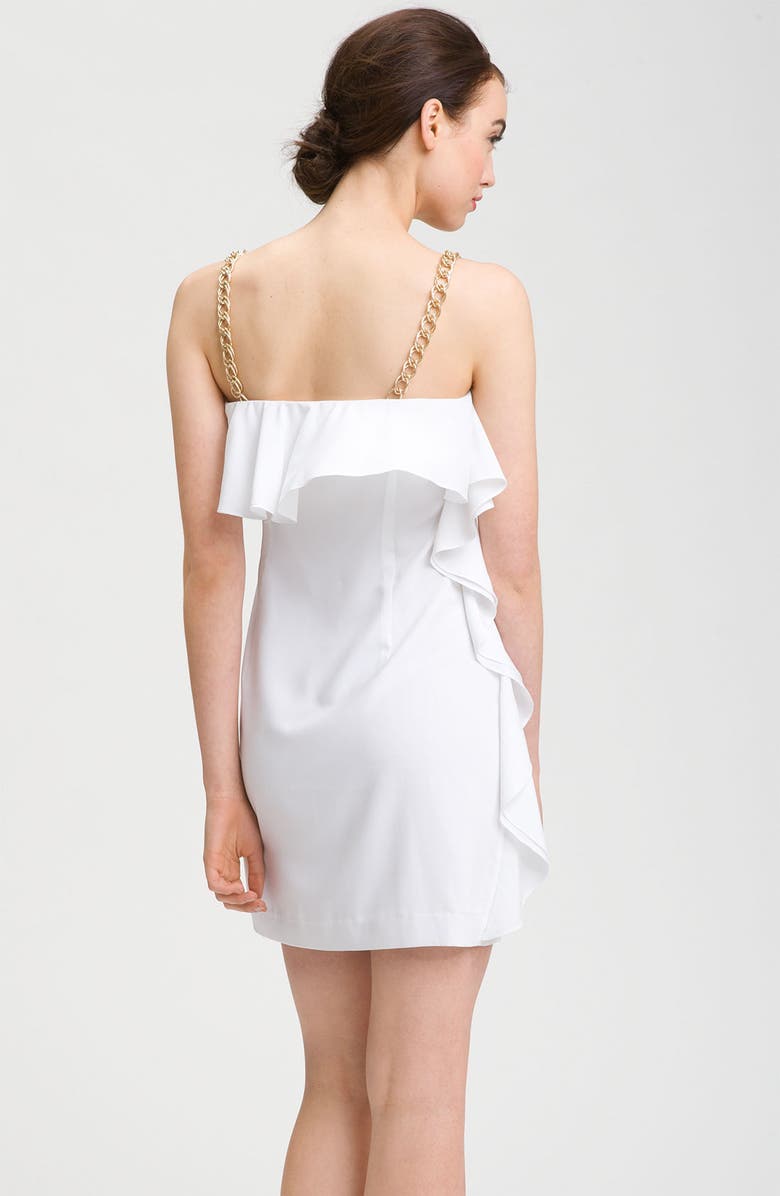 Calvin Klein Chain Strap Ruffle Cocktail Dress, Alternate, color, 