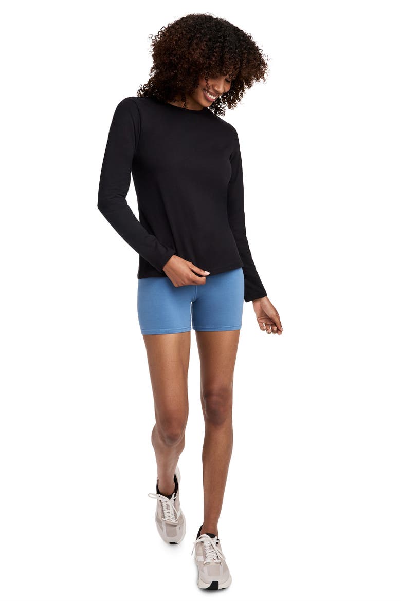 Women's Organic Cotton Stretch Long Sleeve Tee, Alternate, color, Black