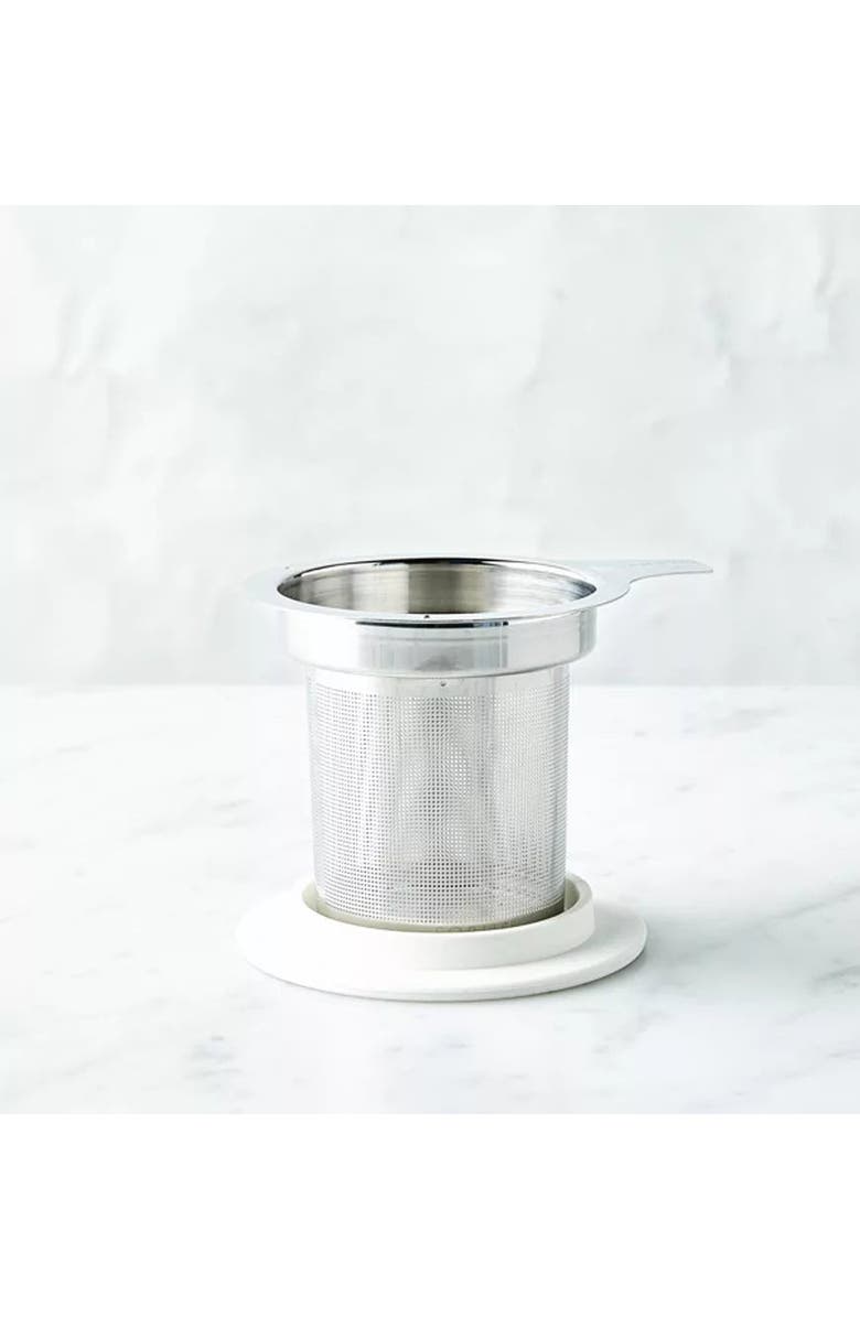 Samovar Tea Stainless Steel Tea Infuser with White Lid, Main, color, Silver