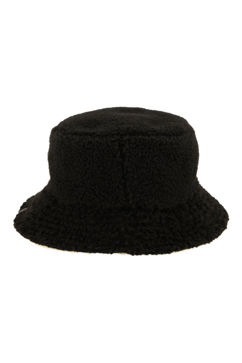 Reversible Teddy Fleece Bucket Hat, Alternate, color, BLACK WHITE