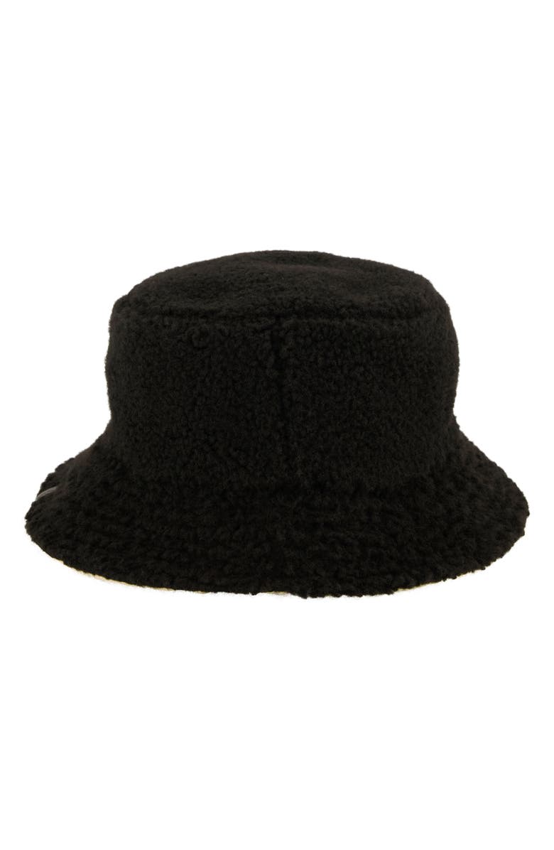 AllSaints Reversible Teddy Fleece Bucket Hat, Alternate, color, Black White