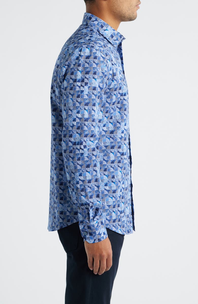 Bugatchi Julian Shaped Fit Button-Up Shirt, Alternate, color, Sapphire