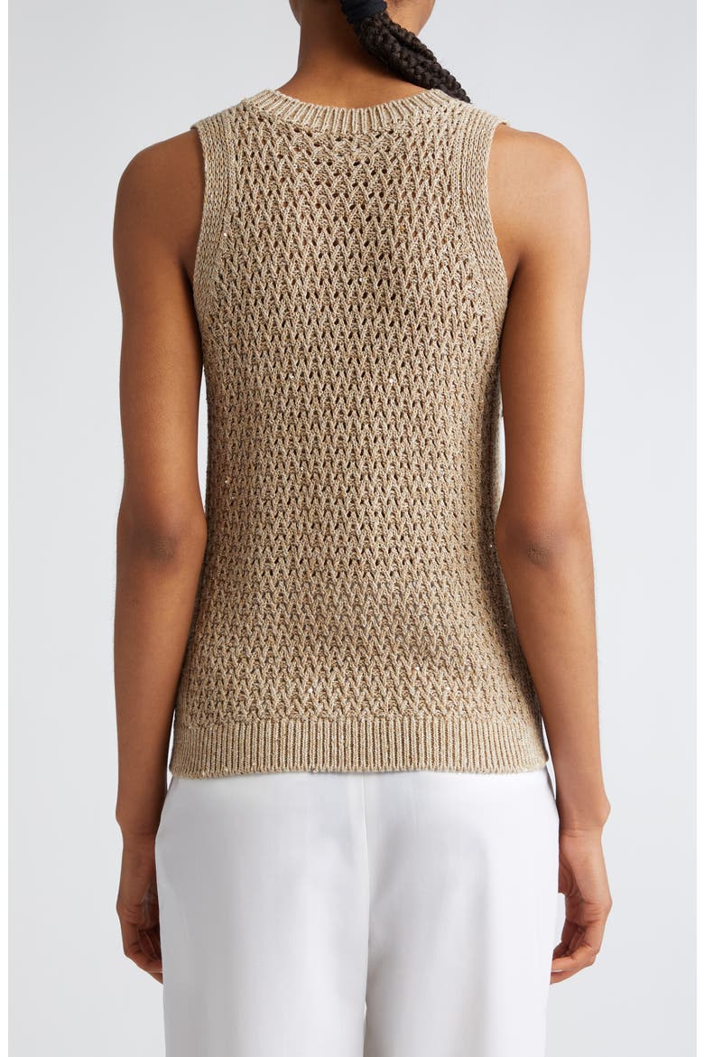 Sequin Open Stitch Sweater Tank, Alternate, color, SAND