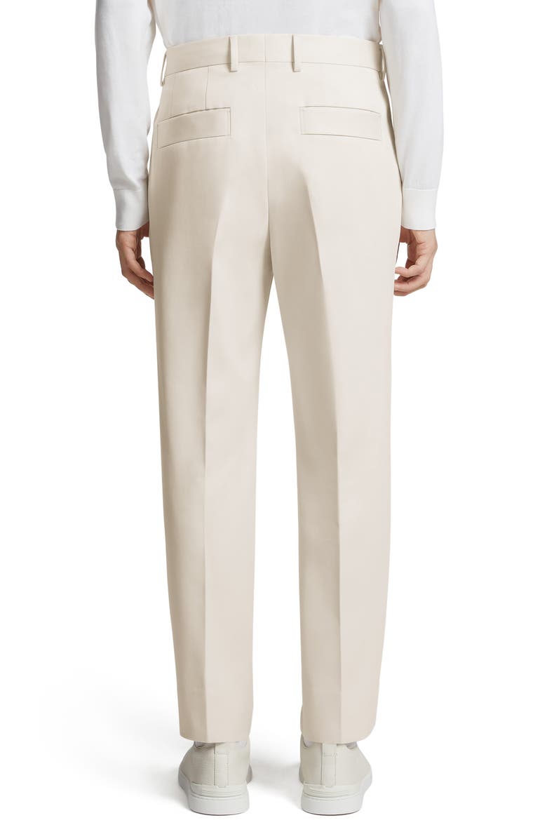 ZEGNA Pleated Cotton & Wool Trousers, Alternate, color, 