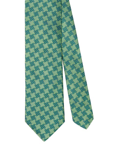 Robert Talbott Robert Large Houndstooth Jacquard Best Of Class Necktie In Green