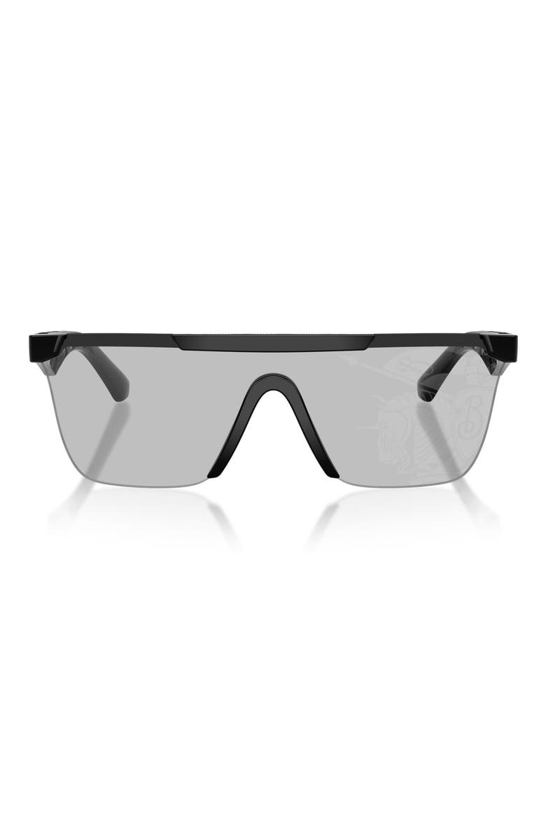 141mm Rectangular Shield Sunglasses, Main, color, BLACK / LIGHT GREY SILVER