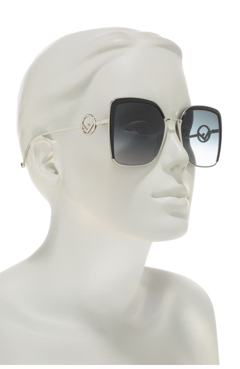 Fendi 58mm Oversized Metal Square Sunglasses, Alternate, color,