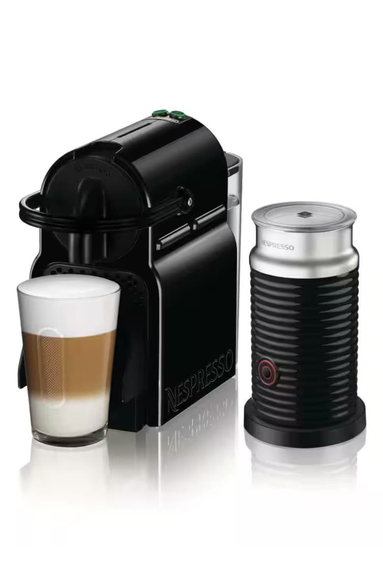 Nespresso Inissia Coffee Machine & Aeroccino Frother Set, Alternate, color, Black