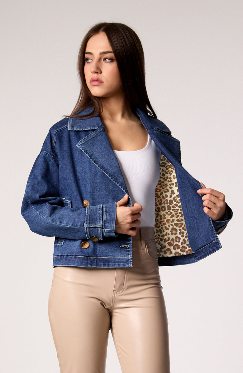 BLUE REVIVAL Lana Cropped Trench Coat, Alternate, color, Lisbon