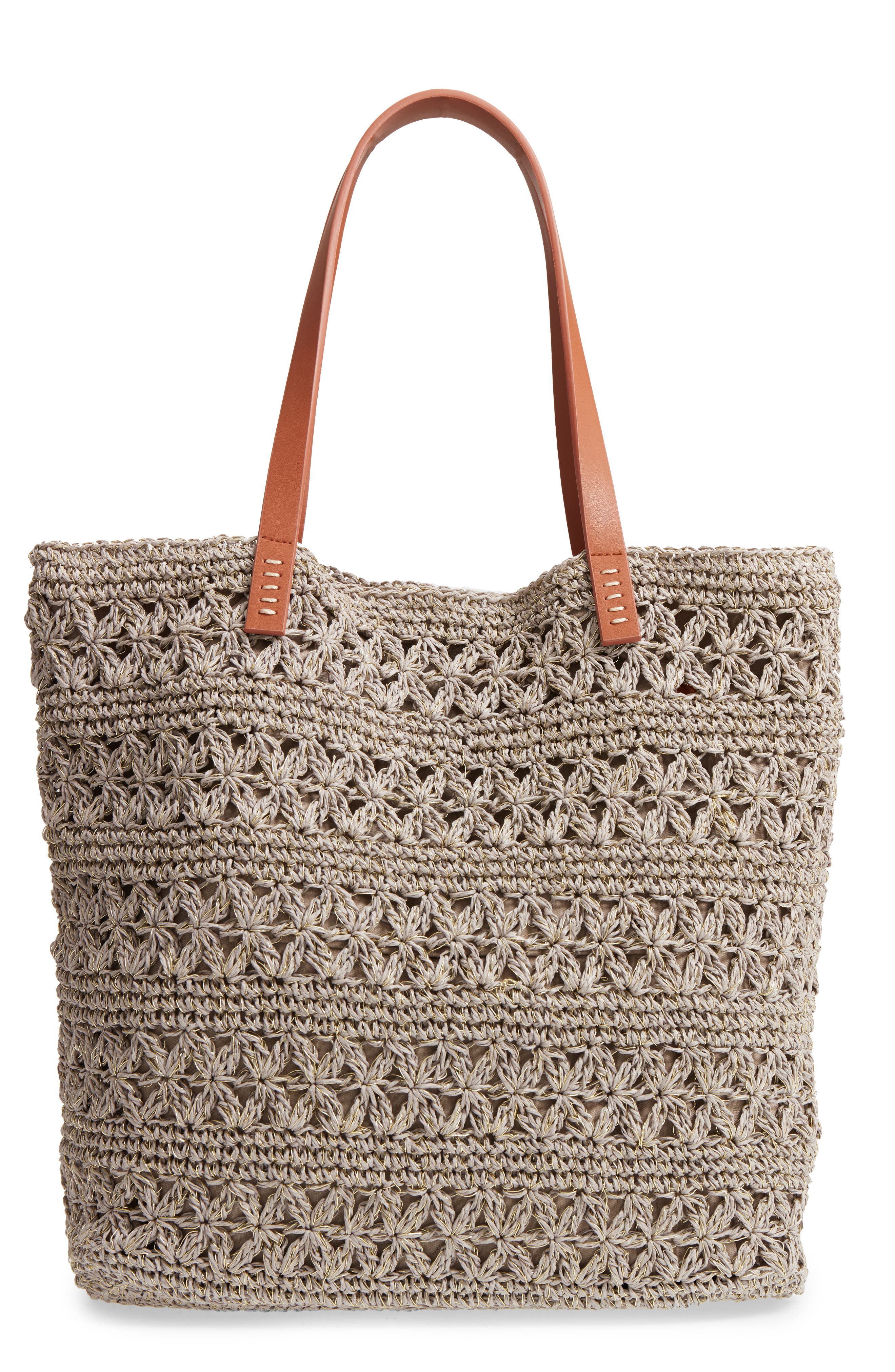 Nordstrom Packable Raffia Crochet Tote, Main, color, 