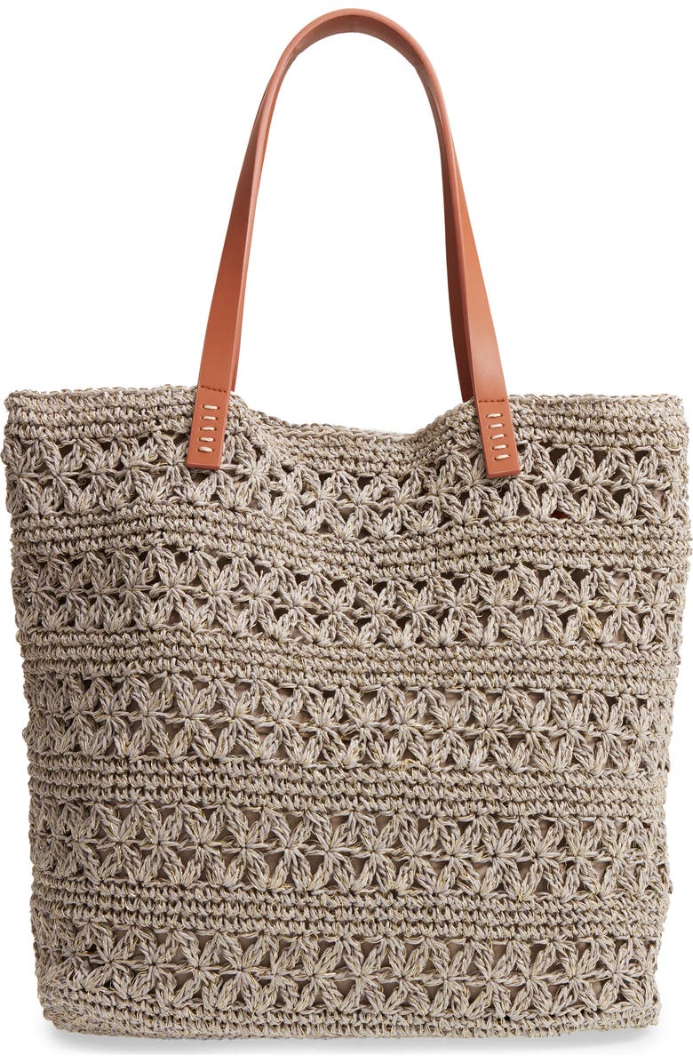 Nordstrom Packable Raffia Crochet Tote, Main, color,