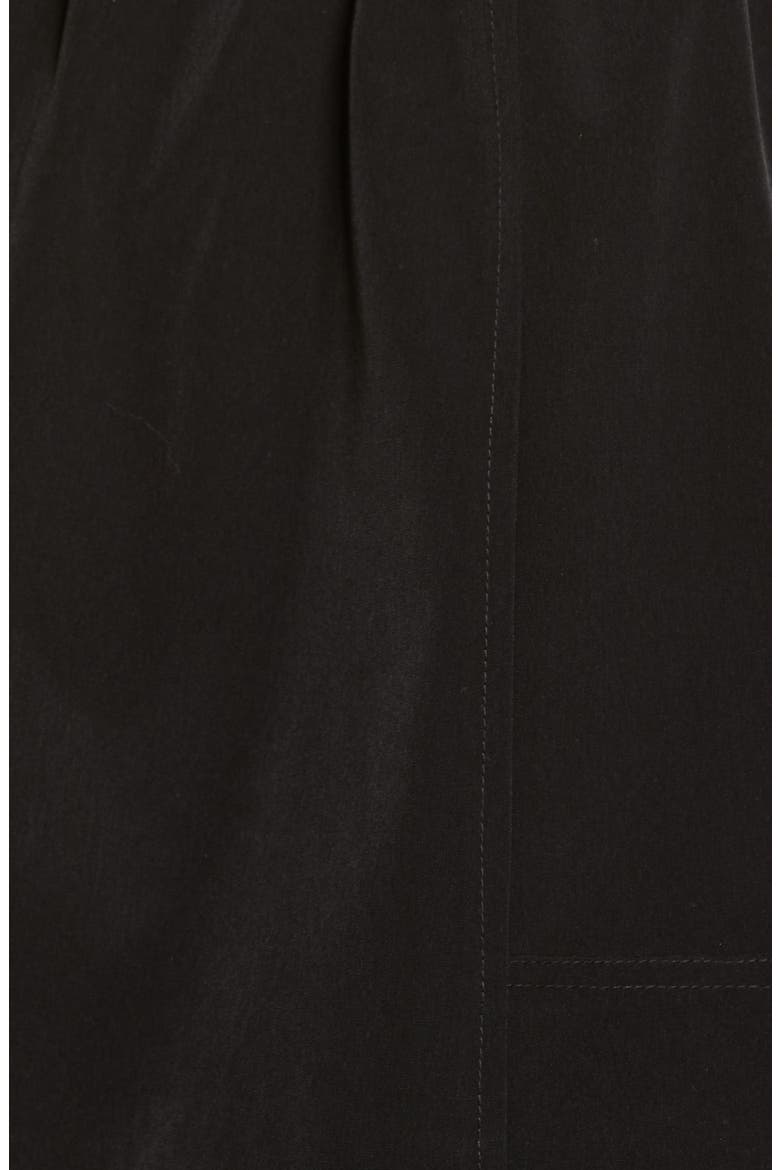 Cinched Waist Hooded Water Resistant Raincoat, Alternate, color, BLACK