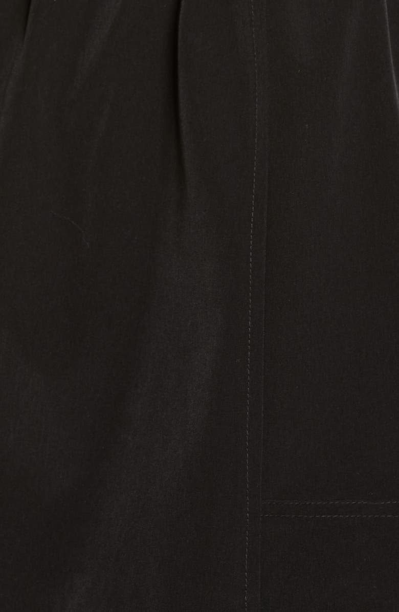 Gallery Cinched Waist Hooded Water Resistant Raincoat, Alternate, color, Black