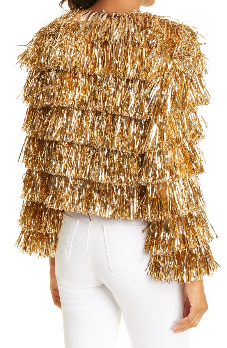 Alice + Olivia Fawn Tinsel Fringe Jacket, Alternate, color,