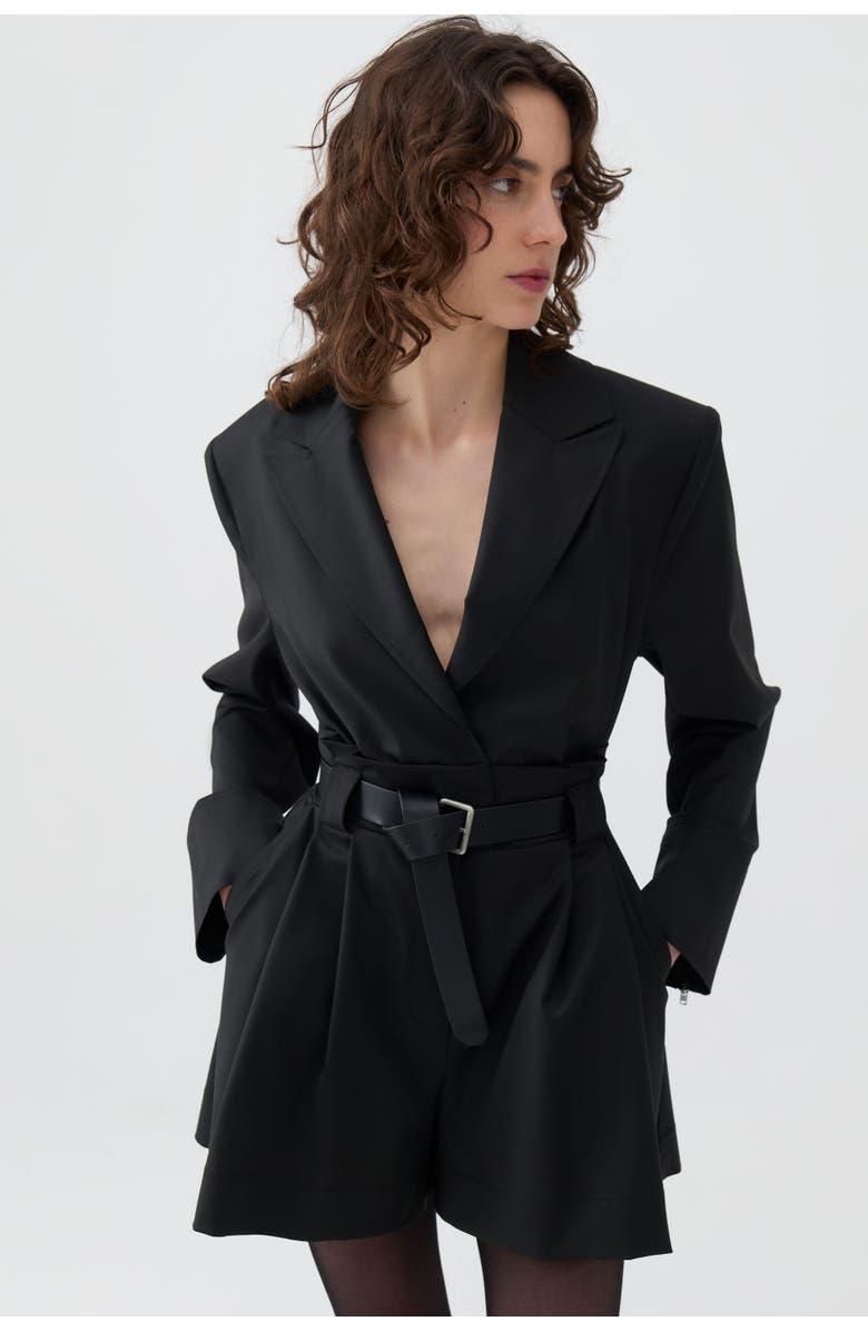 Nocturne Belted Long Sleeve Romper, Alternate, color, 