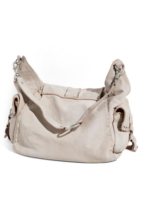 Free People We The Free Leigh Distressed Leather Hobo Bag In White
