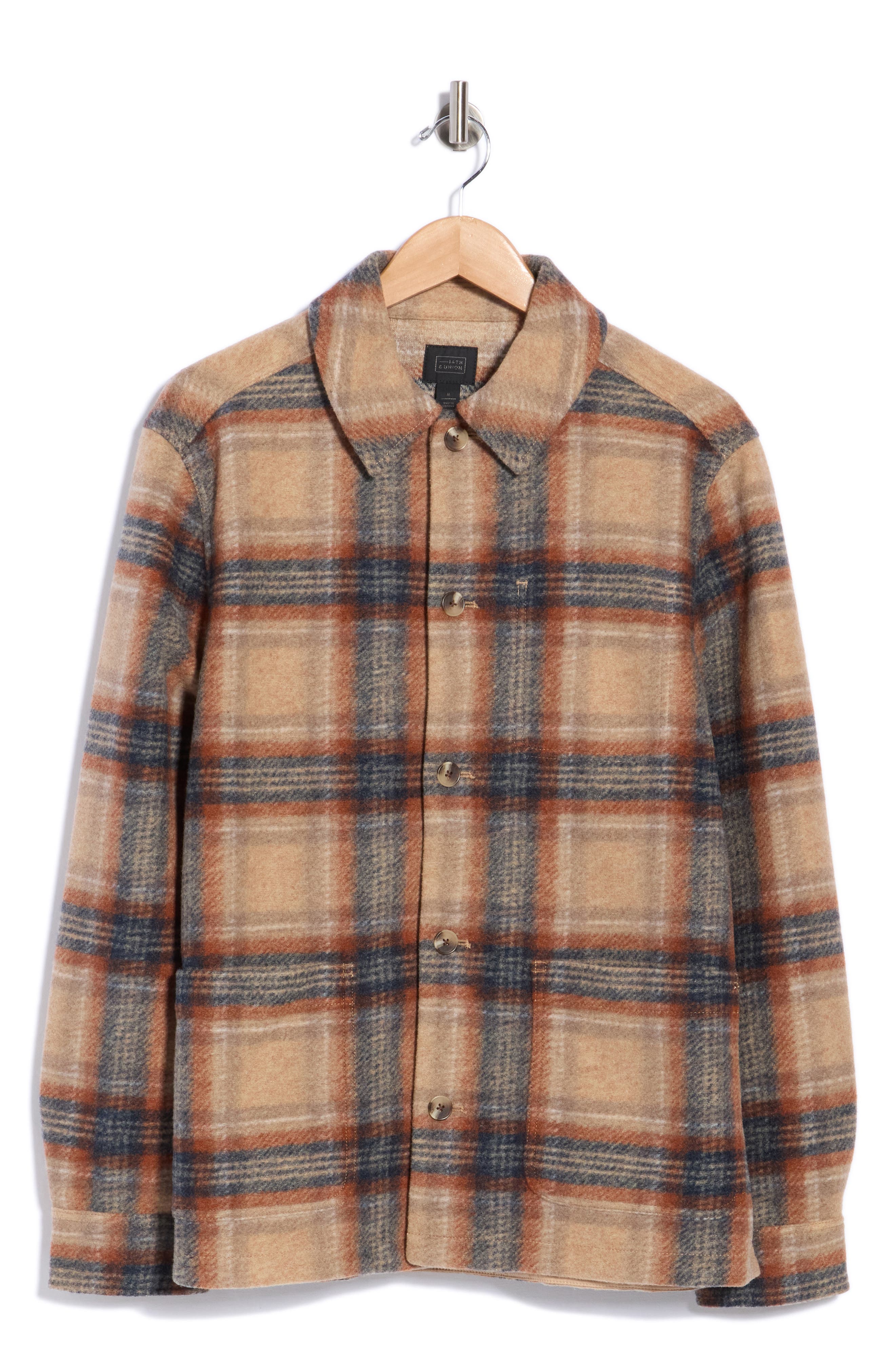 14th & Union Cozy Plaid Work Jacket (Men) | Nordstromrack