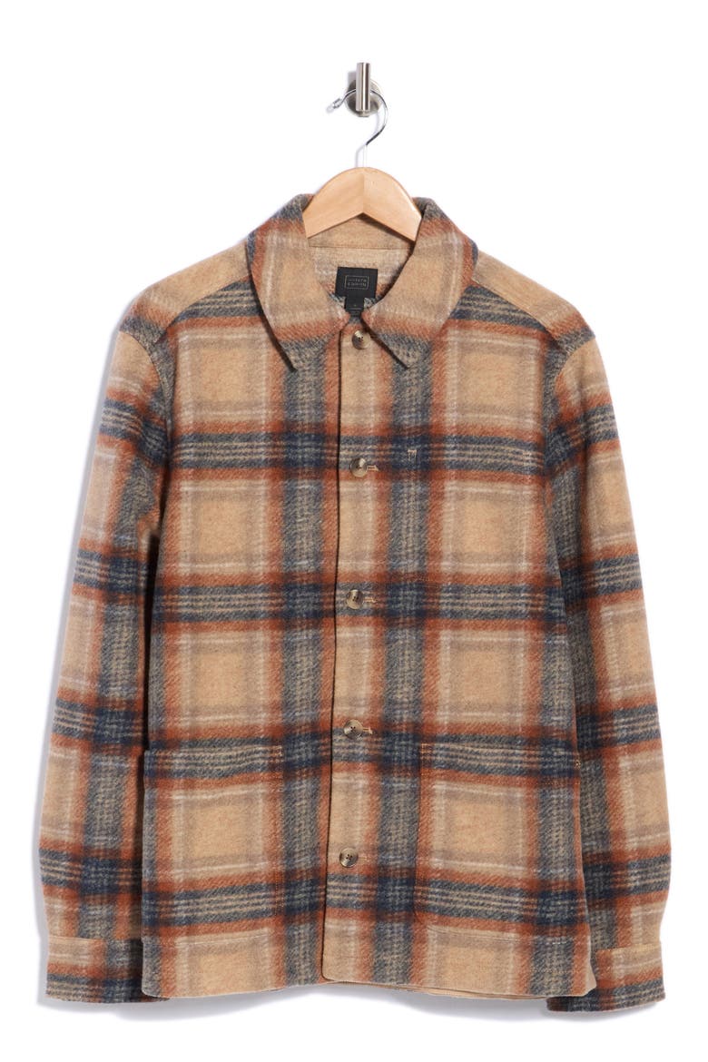 Cozy Plaid Work Jacket, Alternate, color, BROWN- NAVY KEATON PLAID