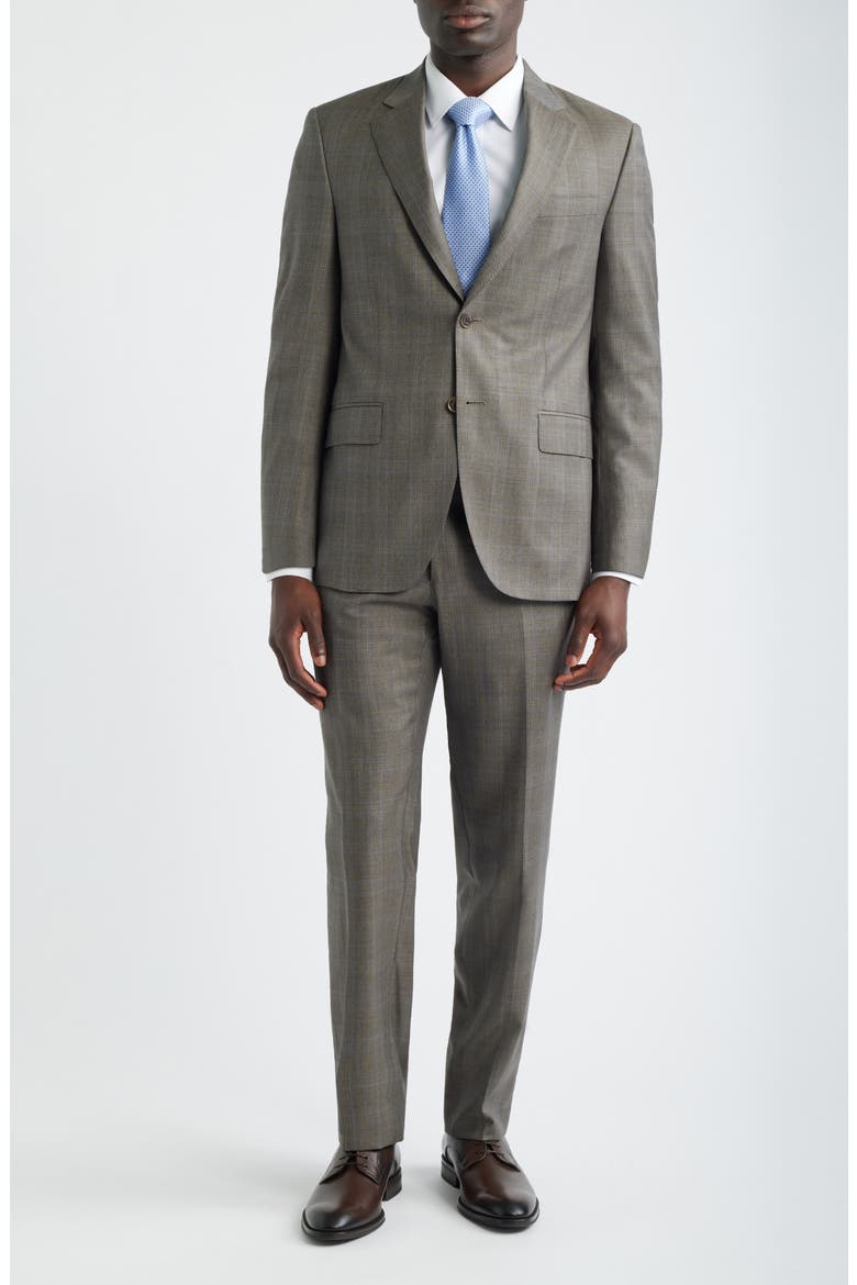 Flynn Classic Fit Tan Plaid Wool Suit, Main, color, TAN