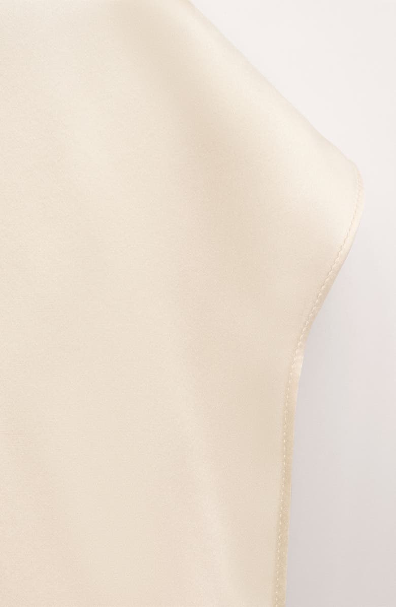 MANGO Tie Neck Silk Top, Alternate, color, Ecru