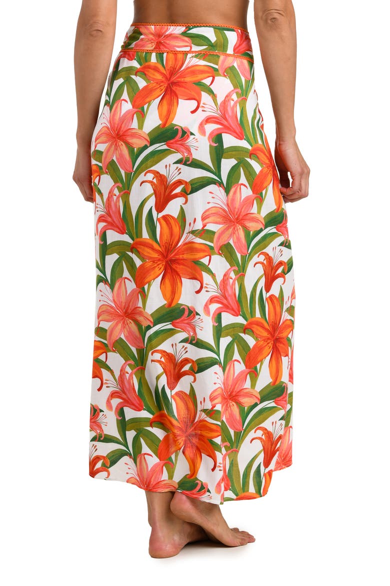 Jungle Blossoms Rickrack Trim Cover-Up Wrap Skirt, Alternate, color, IVORY MULTI