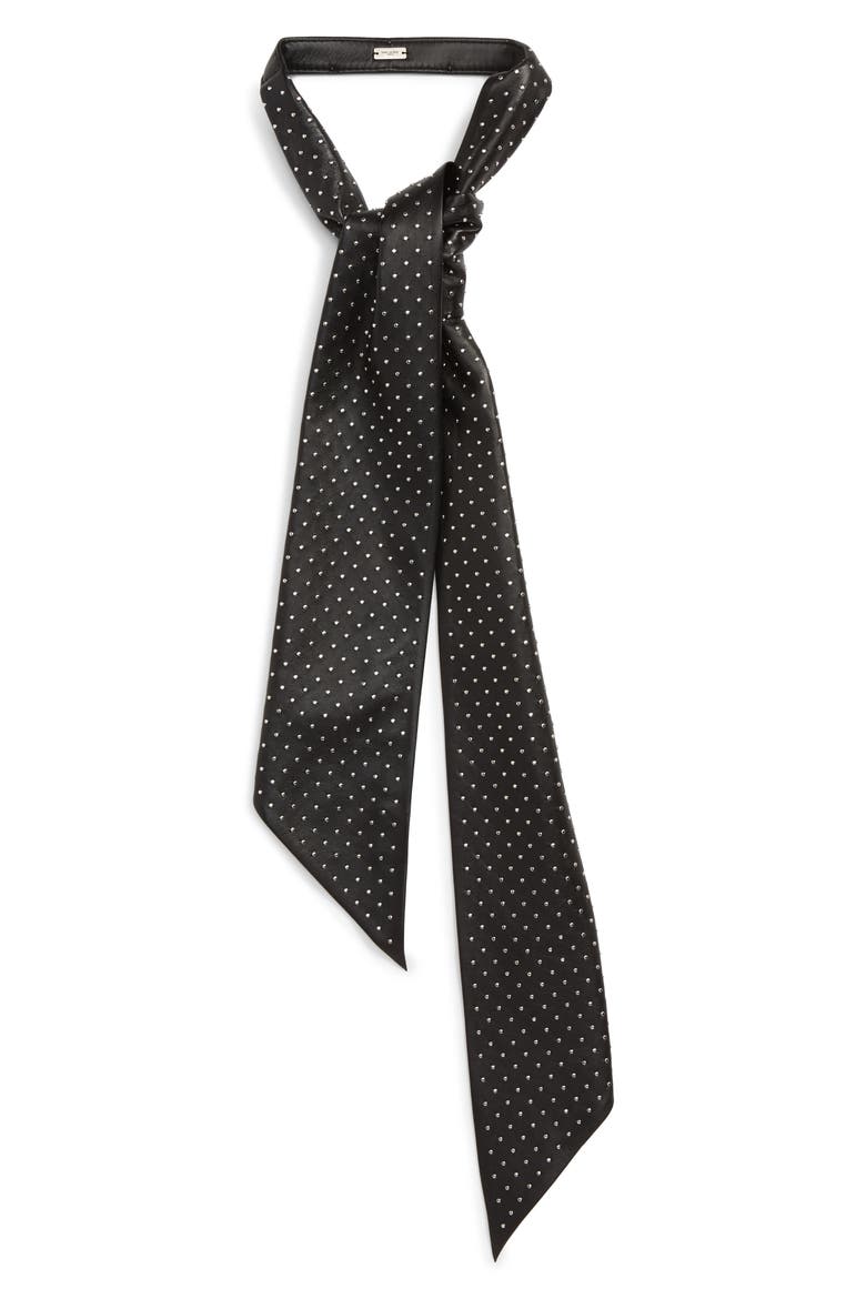 Micro Stud Leather Skinny Scarf, Main, color, NOIR/ ARGENT