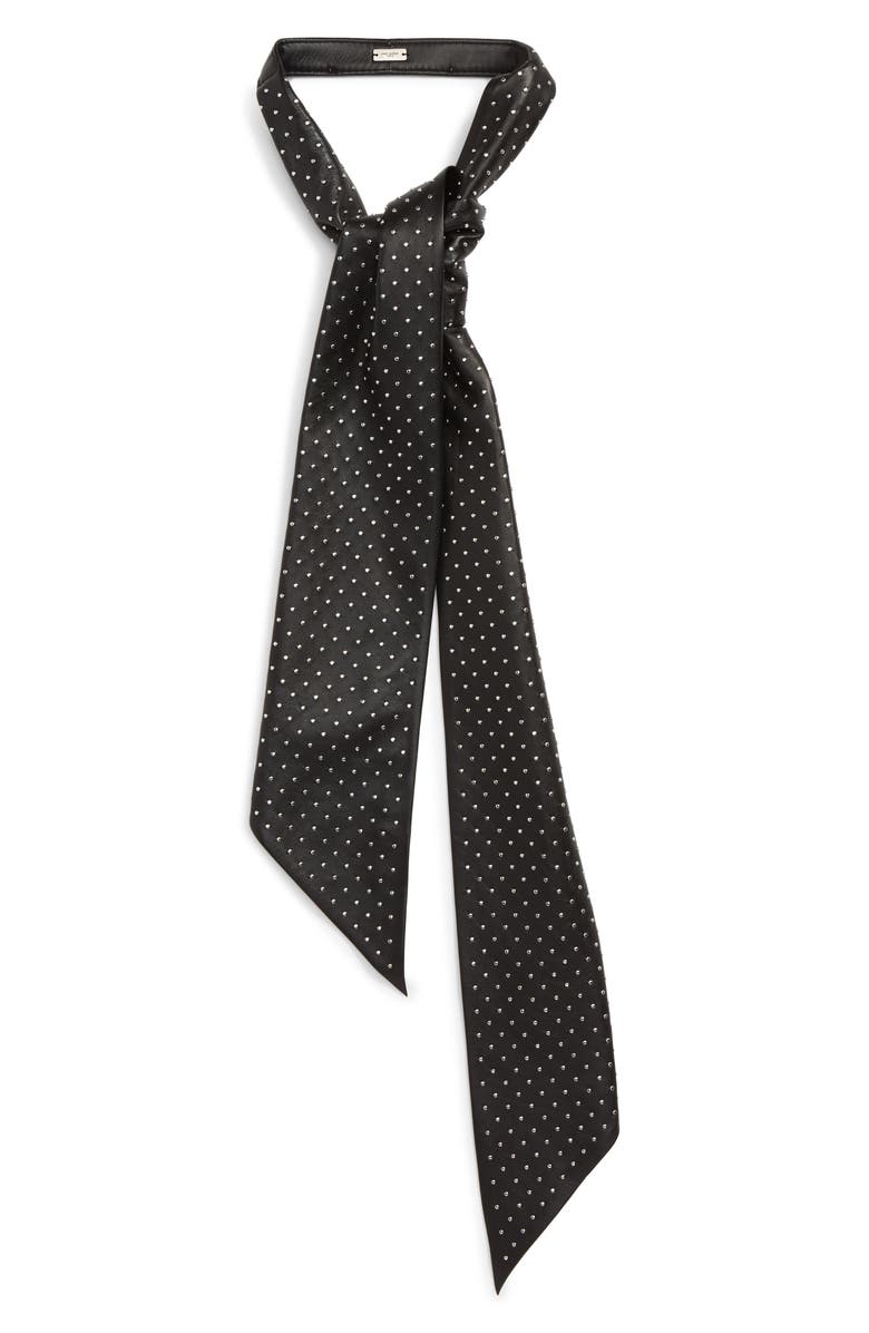 Saint Laurent Micro Stud Leather Skinny Scarf, Main, color,