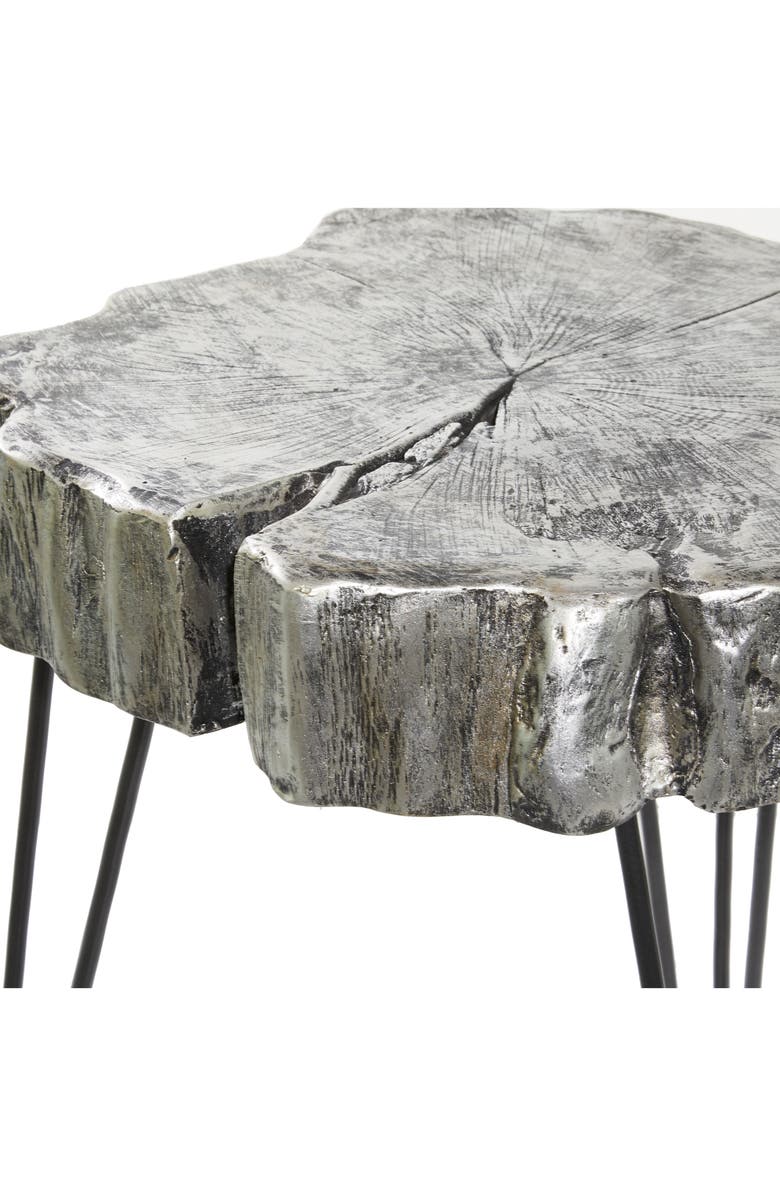 GINGER BIRCH STUDIO Gray Polystone Tree Trunk Accent Table with Black Hairpin Legs, Alternate, color, 