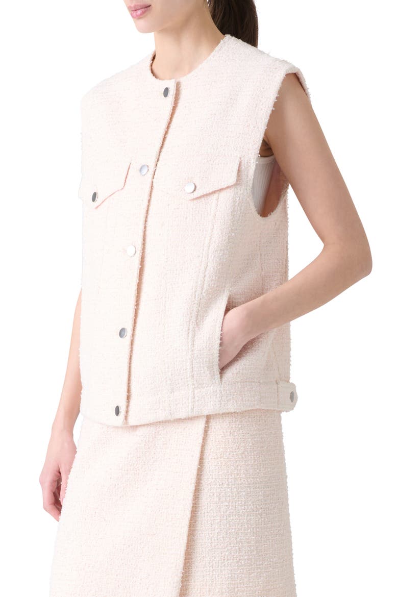 Bouclé Tweed Oversize Vest, Alternate, color, PALE PINK-CREAM