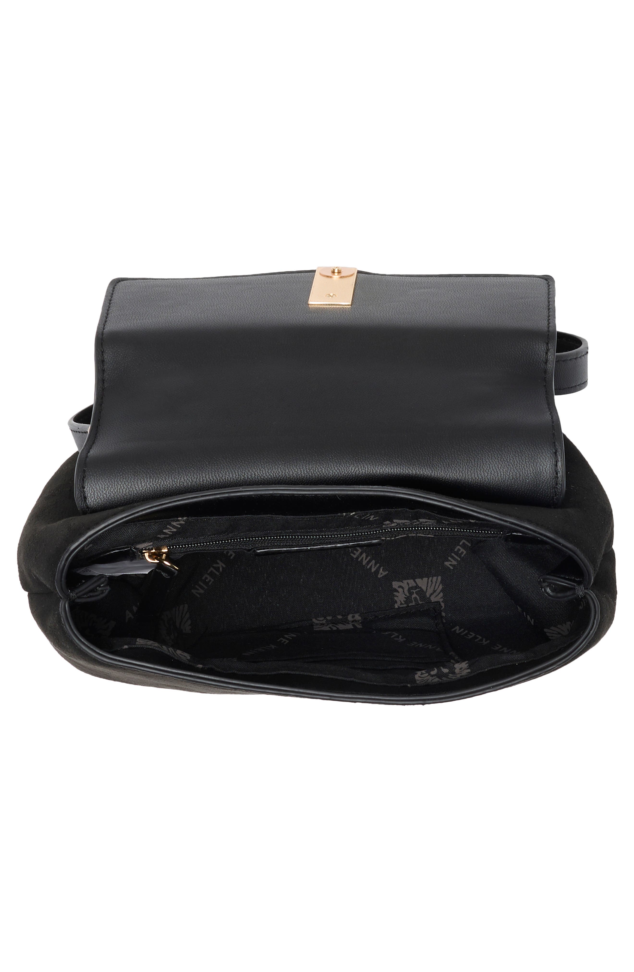 Small Faux Leather Top Handle Bag, Alternate, color, BLACK/ BLACK